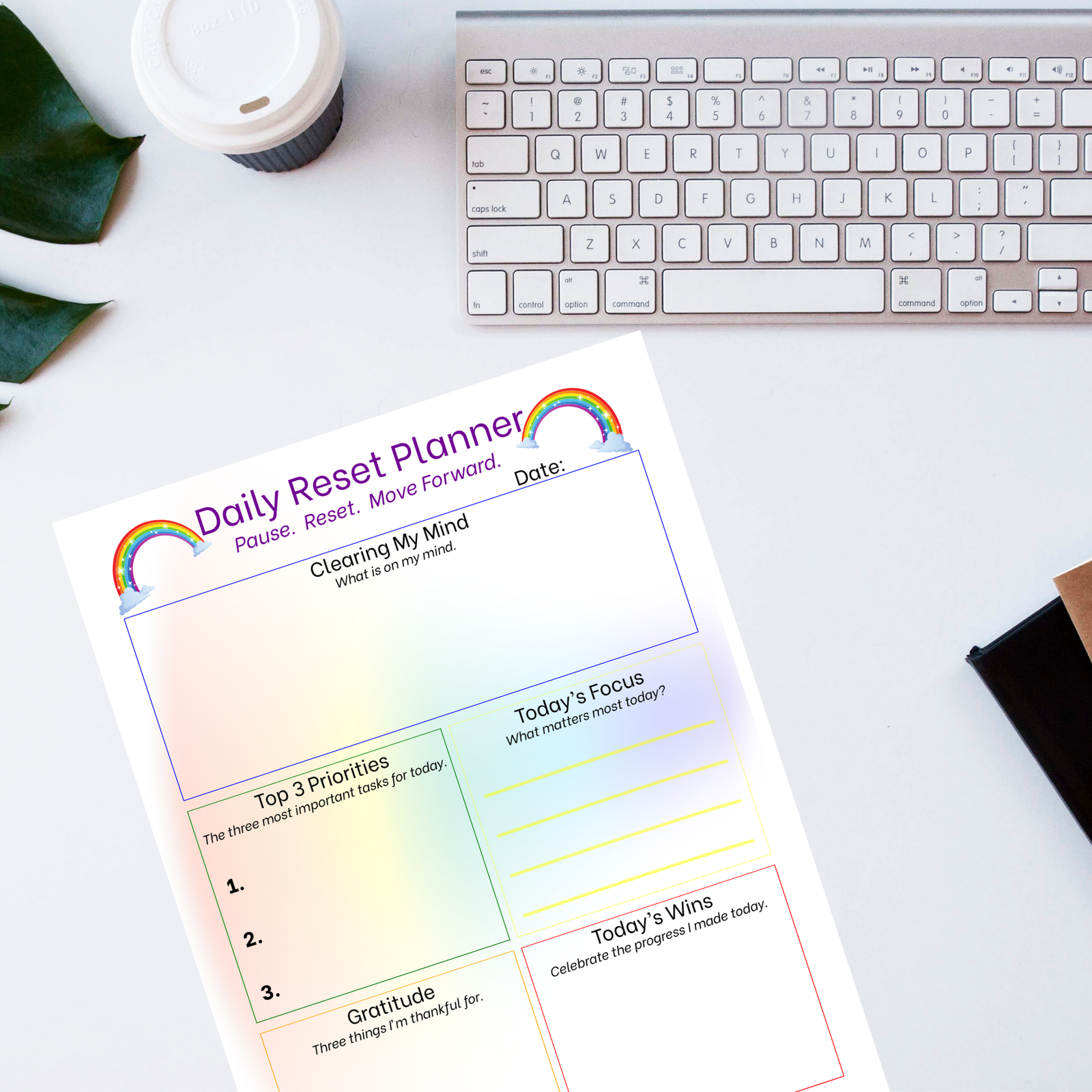 Daily Reset Planner – Rainbow Printable for Clarity, Gratitude & Focus - Image 3