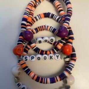 Boo, Spooky, Halloween with Silver - Bracelet Stack
