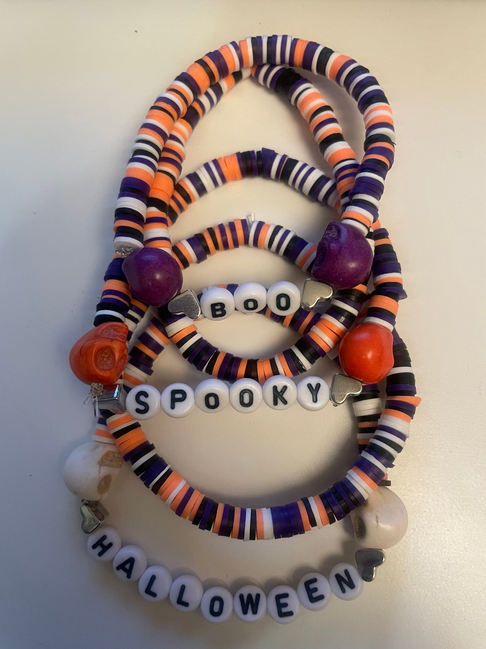 Boo, Spooky, Halloween with Silver - Bracelet Stack